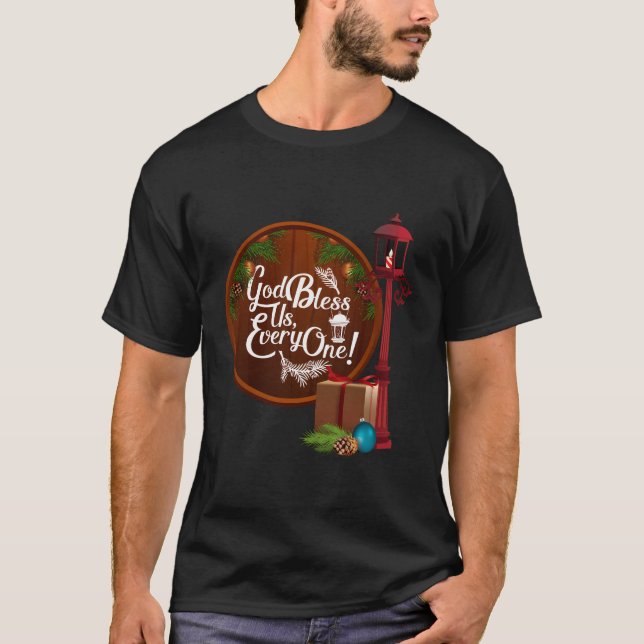 Camiseta Carol Charles Dickens nos Deus abençoe Lâmpada par (Frente)