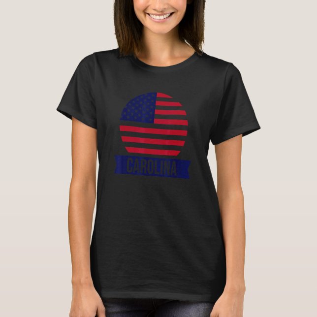 Camiseta CAROLINA EUA nome de lugar americano US flag 1 (Frente)