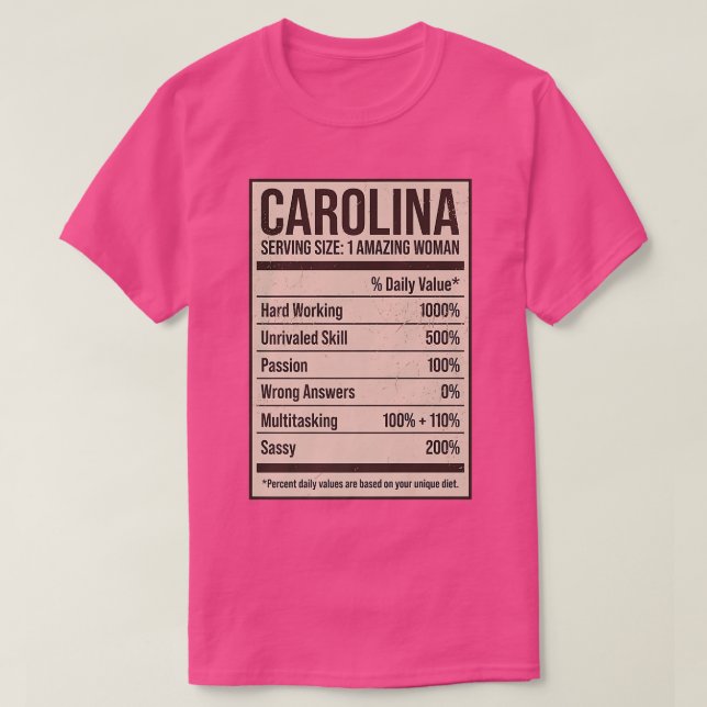 Camiseta Carolina Nutrição Fatos Nome Alias do Apelido (Frente do Design)
