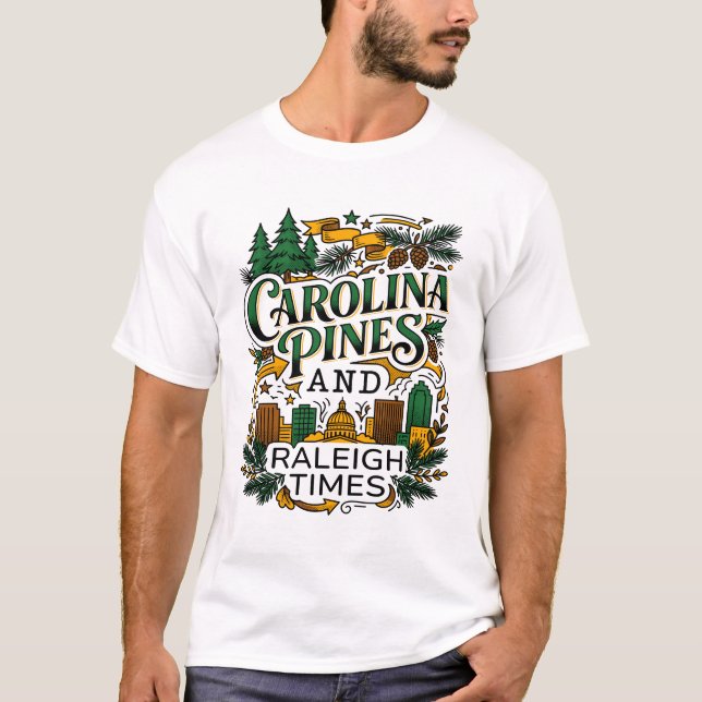 Camiseta Carolina Pines e edifício do Capitólio Estadual Il (Frente)
