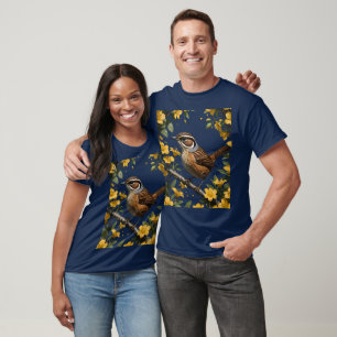 Camiseta Carolina Wren Cercada Por Jessamina Amarela