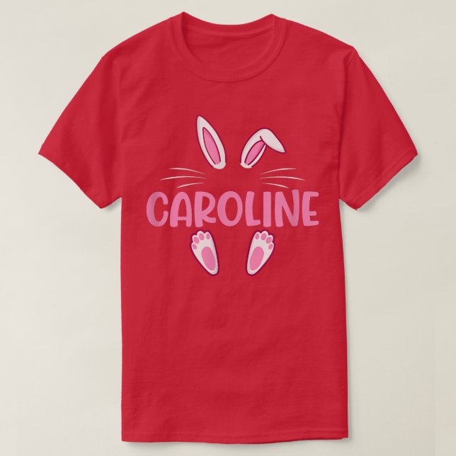 Camiseta CAROLINE Easter Bunny Novelés Engraçado Personaliz (Frente do Design)