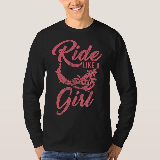Camiseta Carona Como Uma Garota Engraçada Com Motocicletas (Frente)