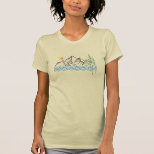 Camiseta carona e acampamento nas montanhas