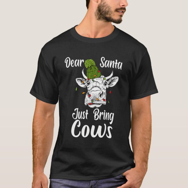 Camiseta Caros Papais noeis De Natal Tragam Vacas Engraçada (Frente)