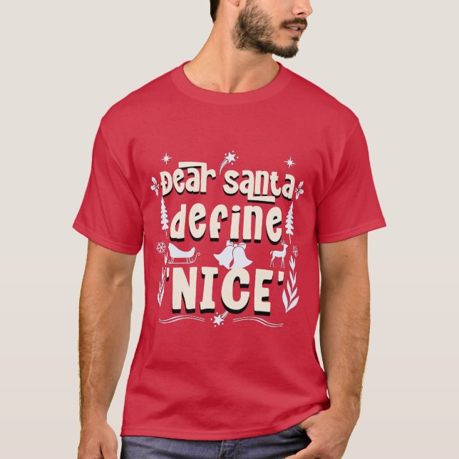 Camiseta Caros Papais noeis, Defina 'Nice' - Mischefe de Fé (Frente)