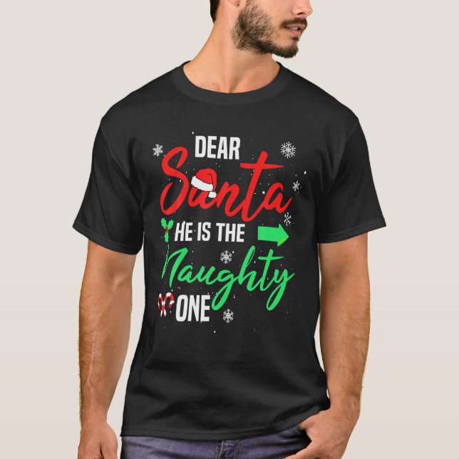 Camiseta Caros Papais noeis, Ele É A Família De Natal Idiot (Frente)