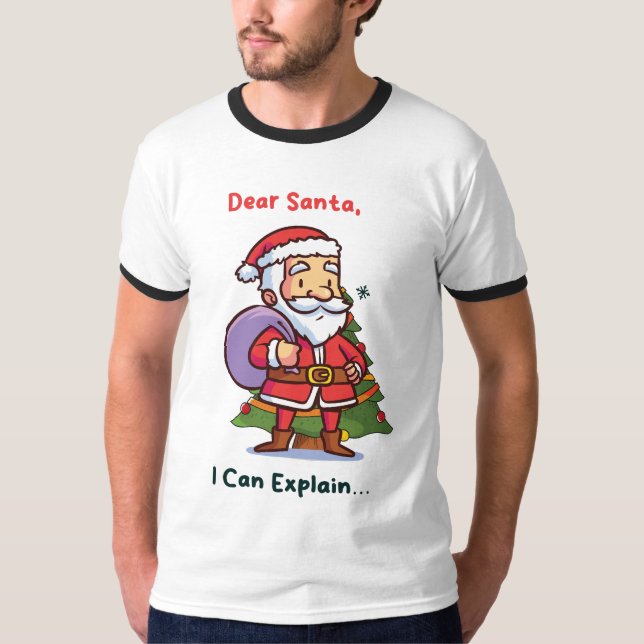 Camiseta Caros Papais noeis, Eu Posso Explicar - Feliz Nata (Frente)