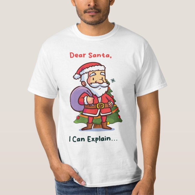 Camiseta Caros Papais noeis, Eu Posso Explicar - Feliz Nata (Frente)