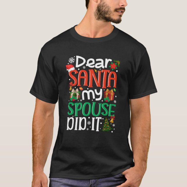 Camiseta Caros Papais noeis Meu Esposa Fez Família Engraçad (Frente)