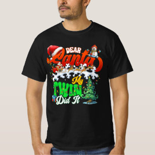 Camiseta Caros Papais noeis Meu Gêmeo Feliz Feliz Gêmeos De