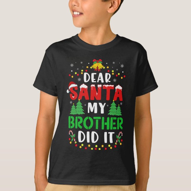 Camiseta Caros Papais noeis Meu Irmão Fez Fada De Natal Eng (Frente)