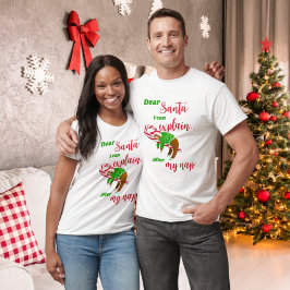 Camiseta Caros Papais noeis Sloth Nap De Natal Em Canas De