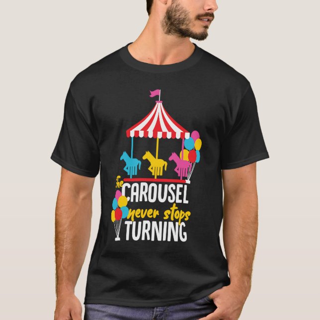 Camiseta Carousel Horse Feliz Ir Redonda Design para Menina (Frente)