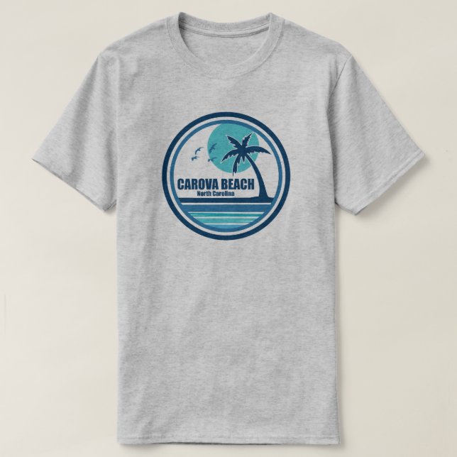 Camiseta Carova Beach North Carolina Palm Tree Birds (Frente do Design)