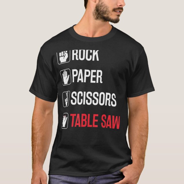 Camiseta Carpa Engraçada De Mesa De Tesoura De Papel Rock (Frente)
