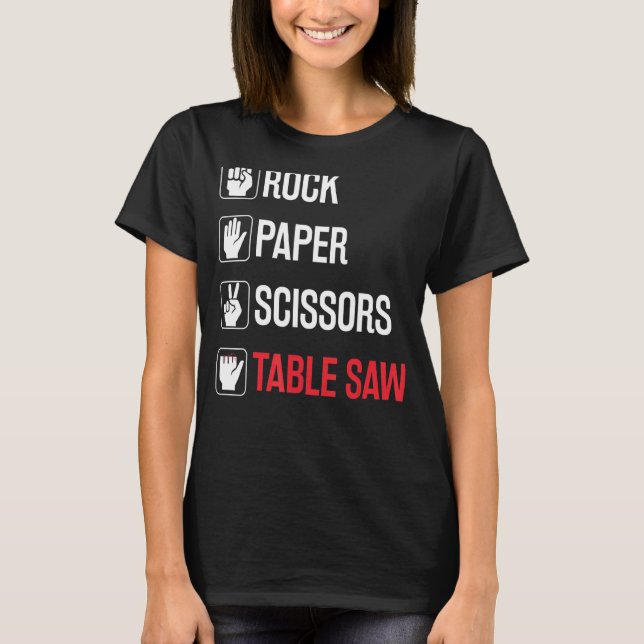 Camiseta Carpa Engraçada De Mesa De Tesoura De Papel Rock (Frente)
