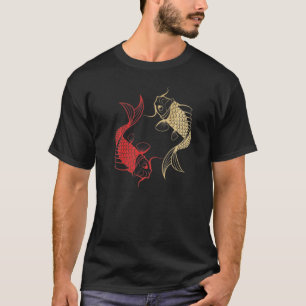 Camiseta Carpa Japonesa Asiática Dourada Vermelha Dois Peix