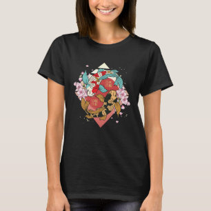 Camiseta Carpa Japonesa Nishikigoi Sakura Flor de Cerejeira