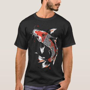 Camiseta carpa koi dourada vermelha