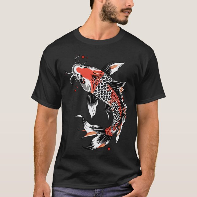 Camiseta carpa koi dourada vermelha (Frente)