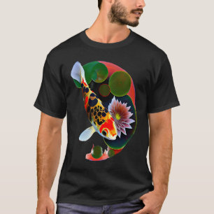 Camiseta carpa koi peixe lírio almofada flor japonesa