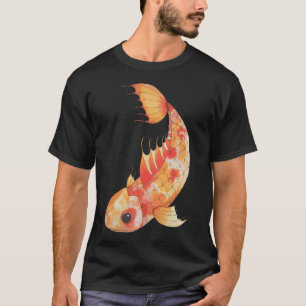 Camiseta Carpas Koi Laranjas e Amarelas Nadando