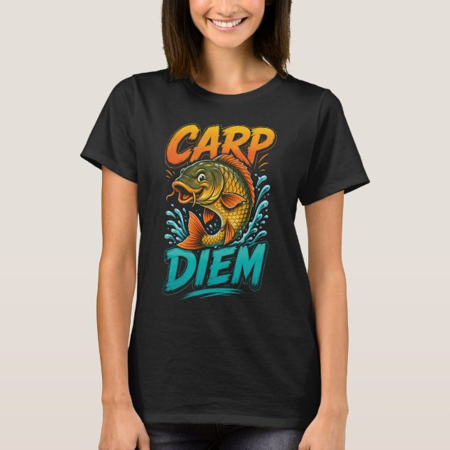 Camiseta Carpe Diem Piada Divertida de Pesca (Frente)