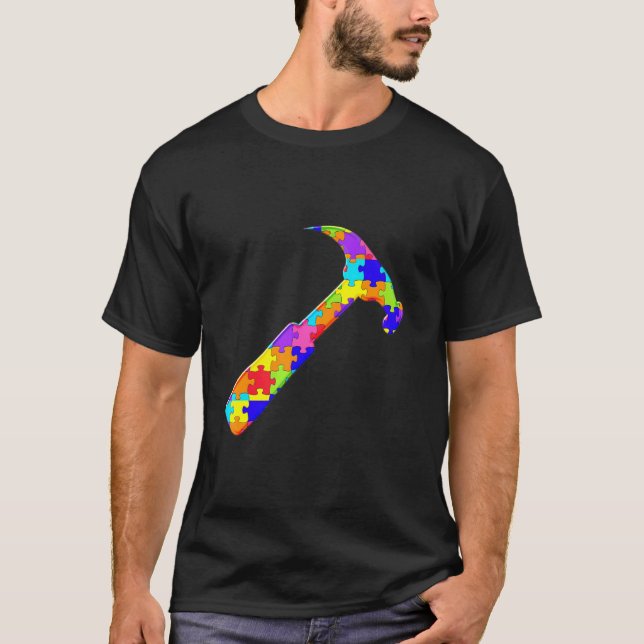 Camiseta Carpenter Hammer Jigsen Autism Quebra-cabeça (Frente)