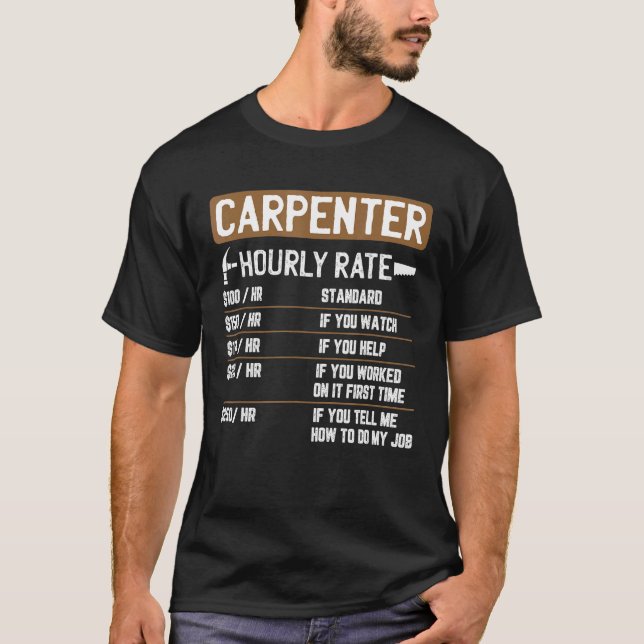 Camiseta Carpinteiro Cobra-de-madeira de Preço Horário Horá (Frente)