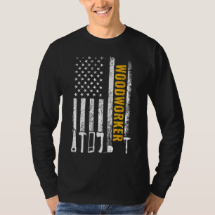 Camiseta Carpinteiro de madeira engraçada da American Flag
