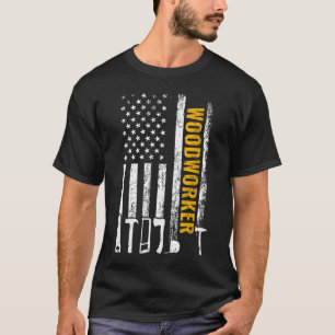 Camiseta Carpinteiro de madeira engraçada da American Flag