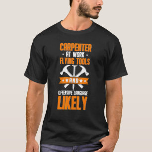 Camiseta Carpinteiro Em Ação Ferramentas Voadoras Trabalhos