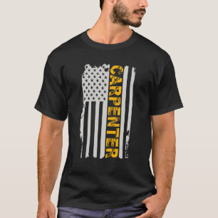 Camiseta Carpinteiro Patriótico Americano De Bandeira Para