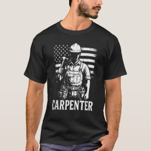 Camiseta Carpinteiro Patriótico EUA Flag Vintage Woodworker