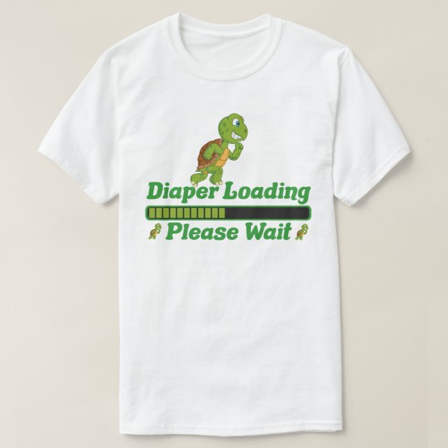 Camiseta Carregando fralda Aguarde. Presente Engraçado Para (Frente do Design)