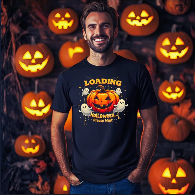 Camiseta Carregando Halloween, Engraçado Gamer Sapatinho (Criador carregado)