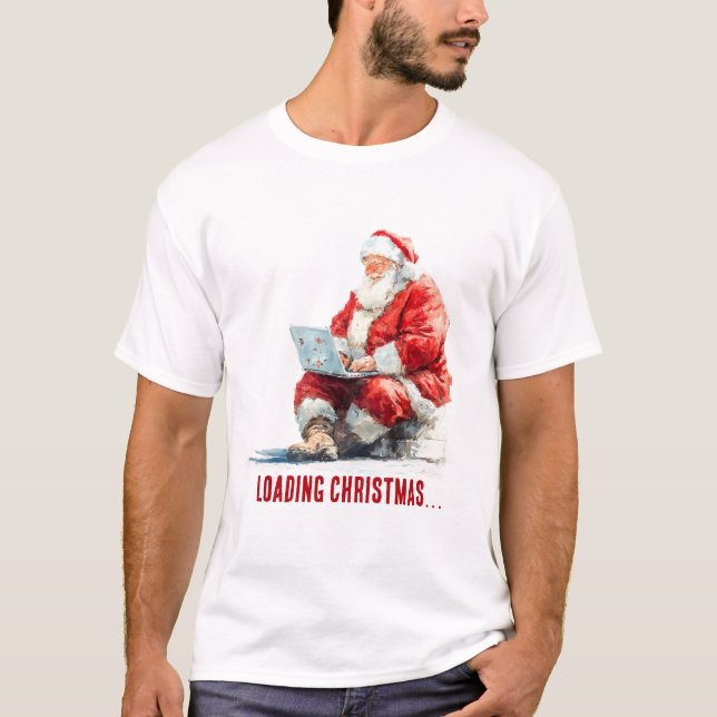 Camiseta Carregando Papai noel Engraçado de Natal (Frente)