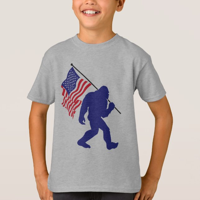 Camiseta Carregando-Pé-Grande Bandeira dos Estados Unidos (Frente)