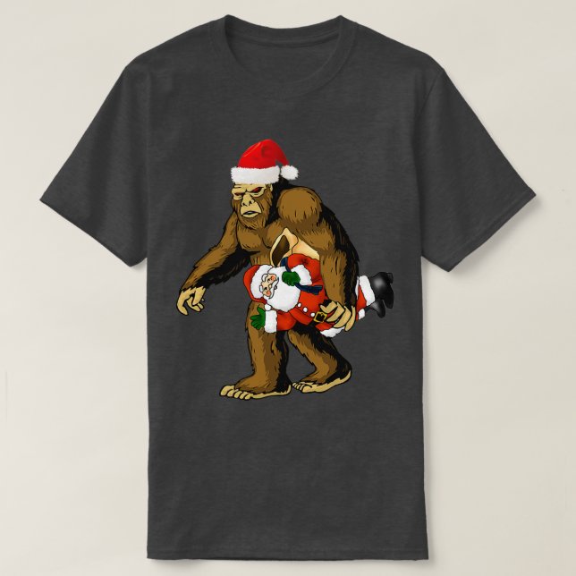 Camiseta Carregando Sasquatch Engraçado Papais noeis Pés-Bi (Frente do Design)