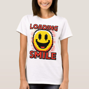 Camiseta Carregando Smile – Rosto Sorridente Retro Pixel Ar