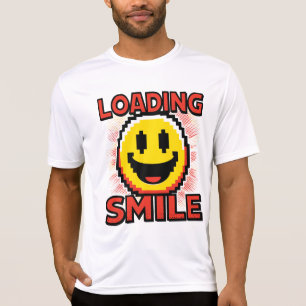 Camiseta Carregando Smile – Rosto Sorridente Retro Pixel Ar