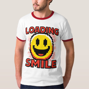 Camiseta Carregando Smile – Rosto Sorridente Retro Pixel Ar