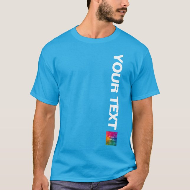 Camiseta Carregar Foto Ou Logotipo De Azul Teal Aqui Adicio (Frente)