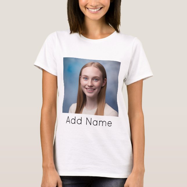 Camiseta carregar imagem Personalizada Foto e Nome Personal (Frente)