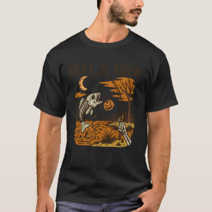 Camiseta Carretel Antigo Halloween Pescador Esqueleto Assus