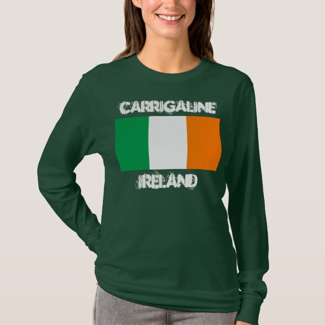 Camiseta Carrigaline, Irlanda com bandeira irlandesa (Frente)