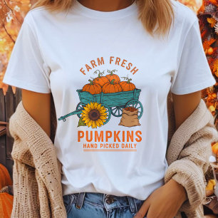 Camiseta Carrinho de Abóbora Fresco de fazenda Fresca