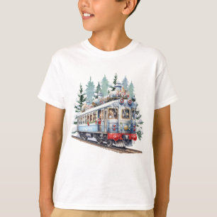 Camiseta carrinho de aquarela festiva de Natal