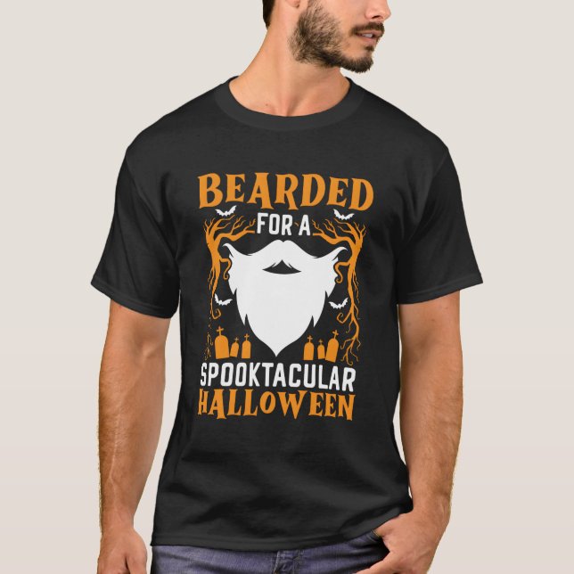 Camiseta Carrinho De Barba De Halloween Ou Trate O Câncer D (Frente)